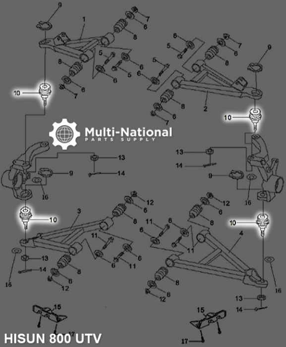 Ball Joint - ATV/UTV, Hisun, 400cc, 500cc, 700cc, 800cc - 70A6242 - PBC3313F1