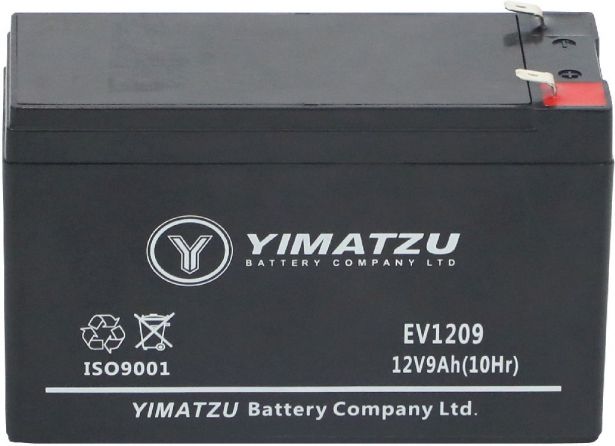 Battery - EV1209, 12V 9.0AH, Yimatzu, T2 Terminals - BATEV12009T2 - PBC106EF1