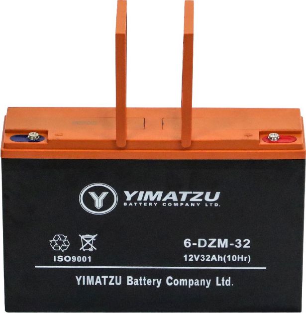 Battery - EV12320 / 6-DCM-32A / 6-DZM-32A / 6-FM-32A, AGM, 12V 35Ah, Yimatzu, Threaded Terminals - BATEV12032A - PBC84EF1