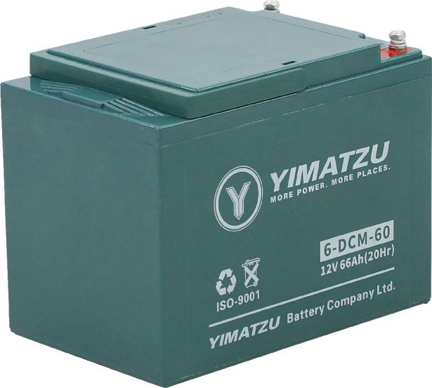 Battery - EV12600 / 6-DCM-60 / 6-DZM-60 / 6-FM-60, AGM, 12V 66Ah, Yimatzu, Threaded Terminals - BATEV12060 - PBC172EF1