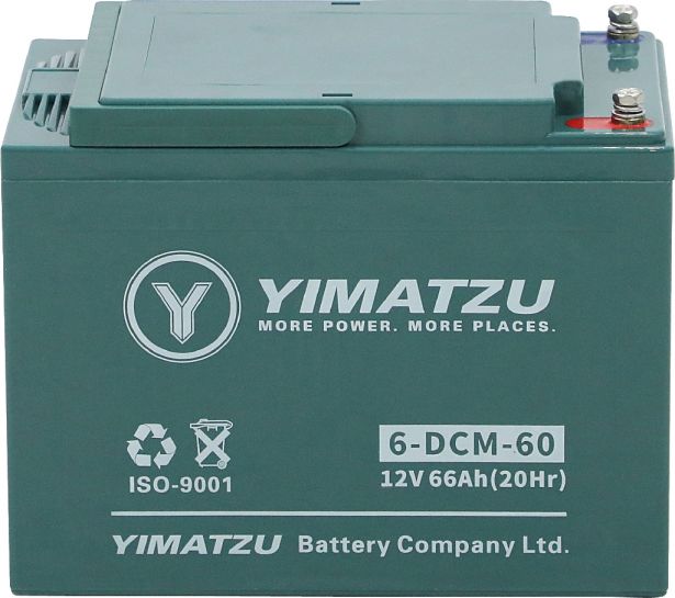 Battery - EV12600 / 6-DCM-60 / 6-DZM-60 / 6-FM-60, AGM, 12V 66Ah, Yimatzu, Threaded Terminals - BATEV12060 - PBC172EF1