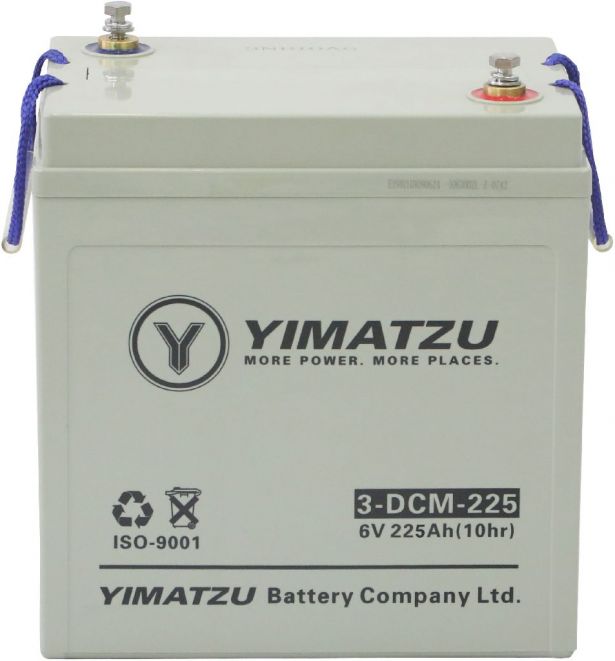 Battery - EV6225 / 3-DCM-225 / 3-EVF-225 / 3-FM-225, Group GC2, AGM, 6V 238Ah, Yimatzu, Threaded Terminals - BATEV06225 - PBC127EF1