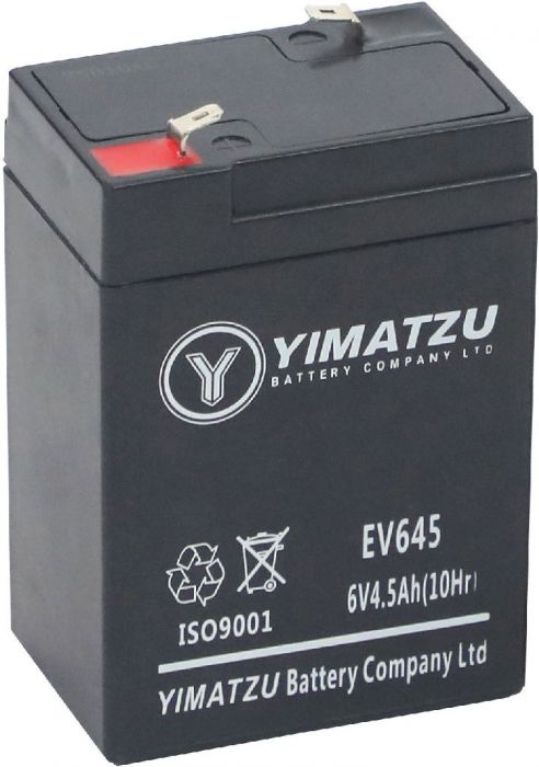 Battery - EV645, 6V 4.5AH, Yimatzu, T1 Terminals - BATEV060045T1 - PBC99EF1