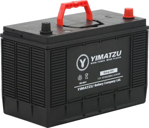 Battery - Group 30H Automotive, 12V 107Ah, 920CCA, SLA, MF, Yimatzu - BATAM1230H - PBC136EF1