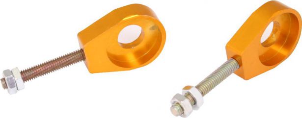 Chain Tensioners - Chain Adjuster, Gold, CNC Machined, 50cc to 250cc, 2 pcs - 70A9720GD - PBC1161F1