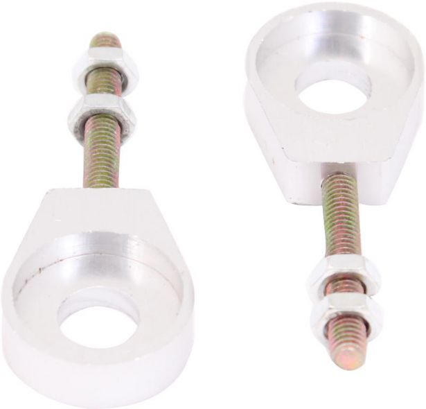 Chain Tensioners - Chain Adjuster, Silver, CNC Machined, 50cc to 250cc, 2 pcs - 70A9720SV - PBC1163F1