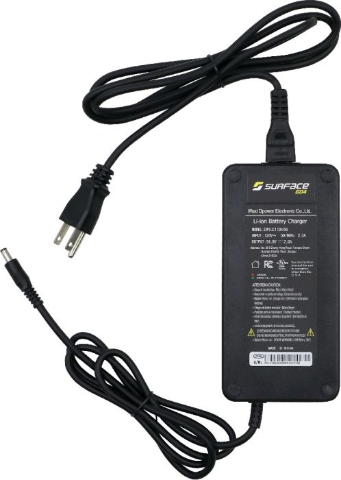 Charger - 48V, 2A, DC 2.1mm Plug, 5.5*2.1 (5.5mm x 2.1mm) Connector & Wall Plug, Lithium, UL / CUL - CHG4820DC5521L - PBC1599EF1