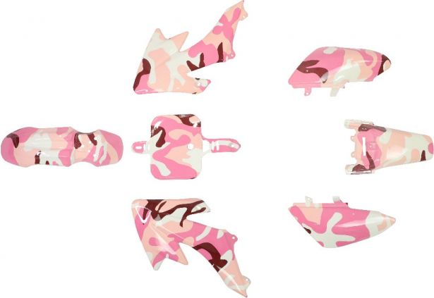 Plastic Set - 50cc to 150cc Dirt Bike, Honda CRF50, Pink Camo (7 pcs) - 70D7120CP - PBC621F1