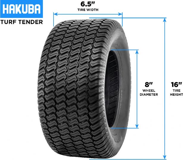 Tire - Hakuba Turftender, 16x6.50-8, 4 Ply, Lawn&Garden - 40G1665H - PBC3983EF1