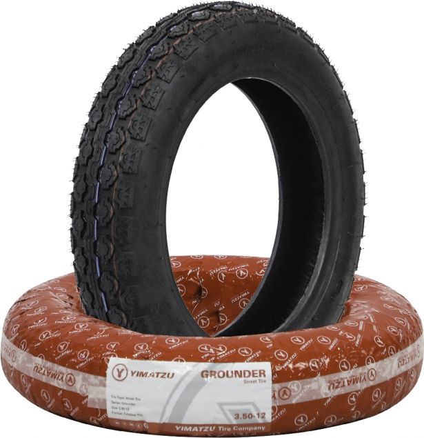 Tire - Yimatzu Grounder, 3.50-12, 4 Ply, Scooter / Motorcycle, Tubeless - 40S3512Y-1 - PBC3986EF1