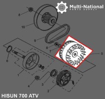 Clutch - Variator, Hisun, 500-700cc, 21 Spline - 30A3651 - PBC1290F1