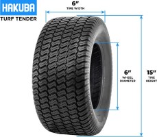 Tire - Hakuba Turftender, 15x6.00-6, 4 Ply, Lawn&Garden - 40G1566H - PBC4011EF1
